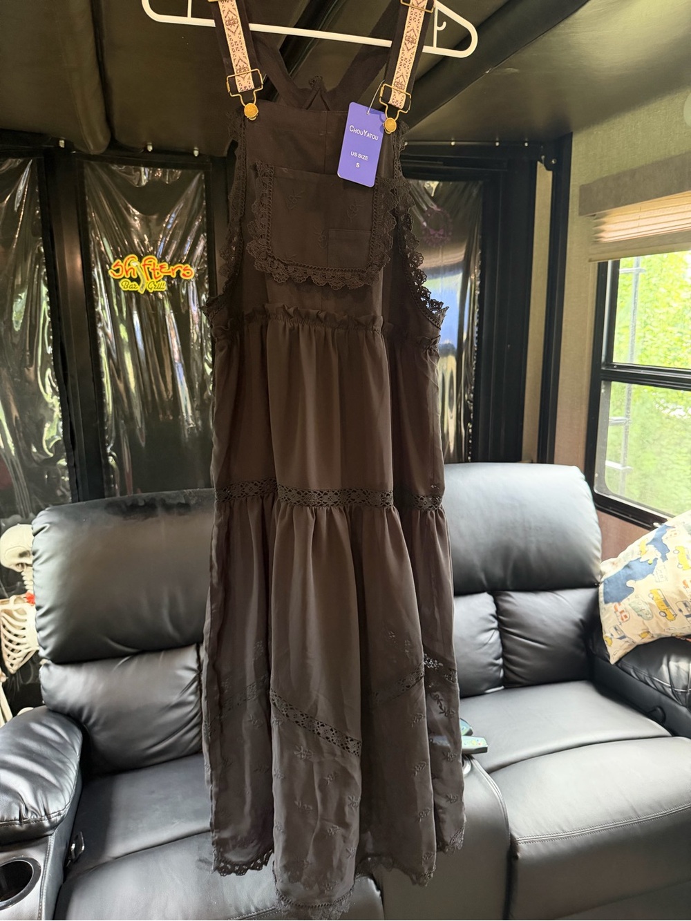 Lace-Trim Black Sundress